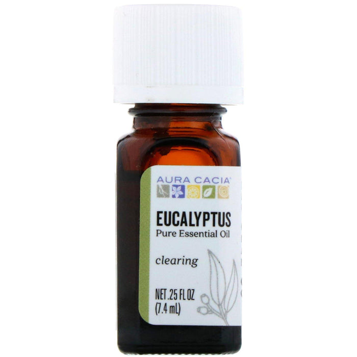 Aura Cacia, Discover Eucalyptus, Pure Essential Oil, .25 fl oz (7.4 ml) - HealthCentralUSA
