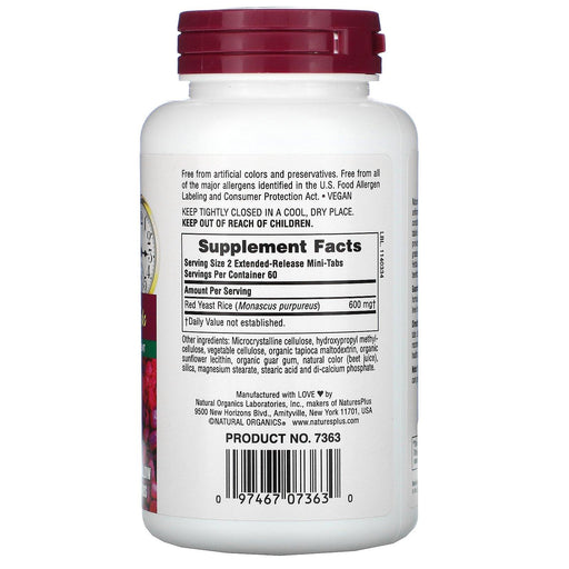 Nature's Plus, Herbal Actives, Red Yeast Rice, 600 mg, 120 Mini-Tabs - HealthCentralUSA