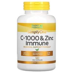 Super Nutrition, SimplyOne, C-1000 & Zinc Immune, 120 Veg Capsules - HealthCentralUSA