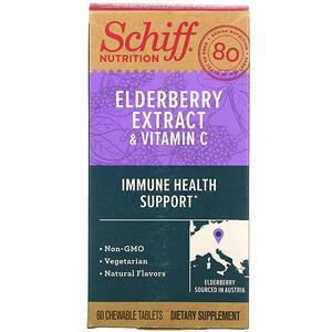 Schiff, Elderberry Extract & Vitamin C, 60 Chewable Tablets - HealthCentralUSA