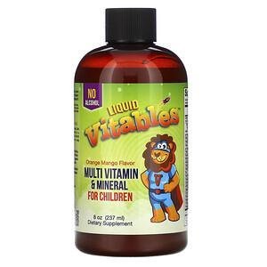 Vitables, Liquid Multi-Vitamin & Mineral For Children, No Alcohol, Orange Mango Flavor, 8 fl oz (237 ml) - HealthCentralUSA