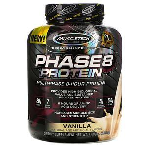 Muscletech, Performance Series, Phase8, Multi-Phase 8-Hour Protein, Vanilla, 4.60 lbs (2.09 kg) - HealthCentralUSA