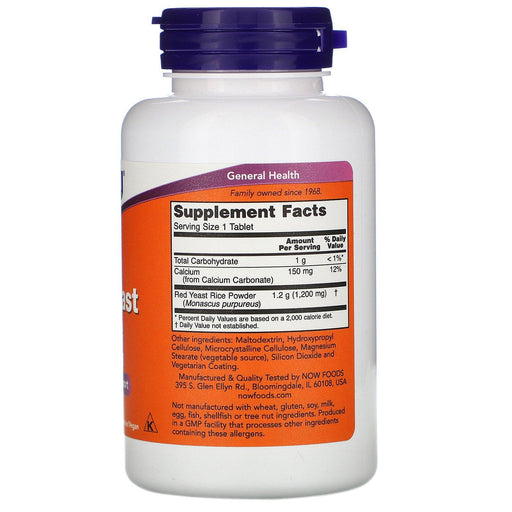 Now Foods, Red Yeast Rice, 1200 mg, 60 Tablets - HealthCentralUSA