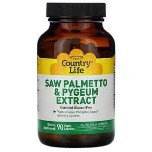 Country Life, Saw Palmetto & Pygeum Extract, 90 Vegan Capsules - HealthCentralUSA