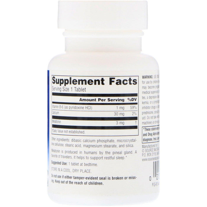 Source Naturals, Melatonin, 3 mg, 60 Tablets - HealthCentralUSA