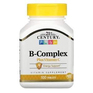 21st Century, B Complex Plus Vitamin C, 100 Tablets - HealthCentralUSA