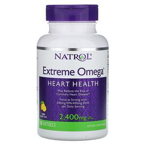 Natrol, Extreme Omega, Lemon, 2,400 mg, 60 Softgels - HealthCentralUSA