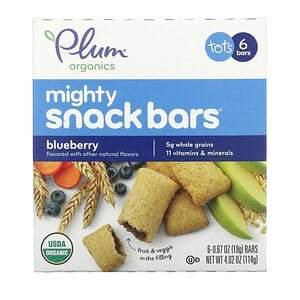 Plum Organics, Mighty Snack Bars, Tots, Blueberry, 6 Bars, 0.67 oz (19 g) Each - HealthCentralUSA