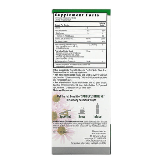 Nature's Answer, Sambucus Immune, Infused with Echinacea & Astragalus, 12,000 mg, 8 fl oz (240 ml) - HealthCentralUSA