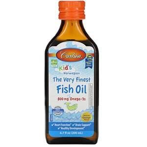 Carlson Labs, Kid's Norwegian, The Very Finest Fish Oil, Natural Orange Flavor, 800 mg, 6.7 fl oz (200 ml) - HealthCentralUSA