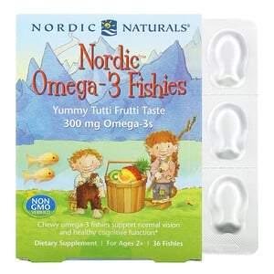 Nordic Naturals, Nordic Omega-3 Fishies, For Ages 2+, Yummy Tutti Frutti Taste, 300 mg, 36 Fishies - HealthCentralUSA
