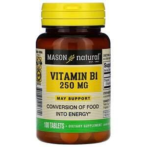 Mason Natural, Vitamin B-1, 250 mg, 100 Tablets - HealthCentralUSA
