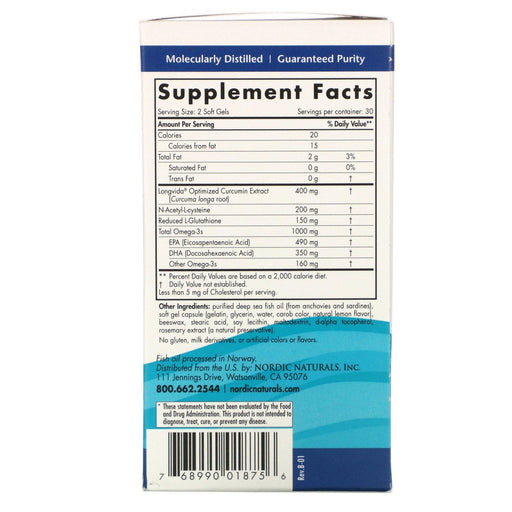 Nordic Naturals, Omega Curcumin, 1,250 mg, 60 Soft Gels - HealthCentralUSA