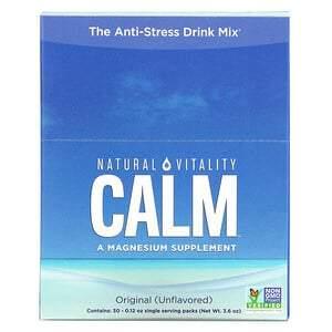 Natural Vitality, CALM, The Anti-Stress Drink Mix, Original (Unflavored), 30 Single Serving Packs, 0.12 oz (3.3 g) Each - HealthCentralUSA