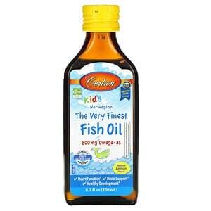 Carlson Labs, Kid's Norwegian, The Very Finest Fish Oil, Natural Lemon, 800 mg, 6.7 fl oz (200 ml) - HealthCentralUSA