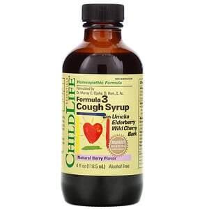 ChildLife, Essentials, Formula 3 Cough Syrup, Alcohol Free, Natural Berry Flavor, 4 fl oz (118.5 ml) - HealthCentralUSA