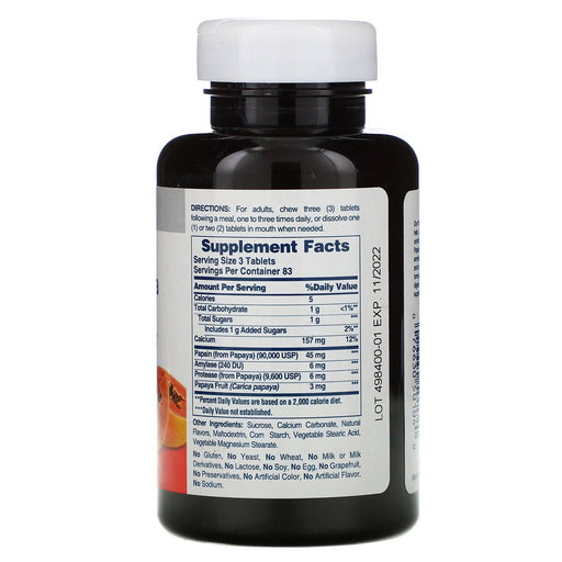 American Health, Chewable Original Papaya Enzyme, 250 Chewable Tablets - HealthCentralUSA