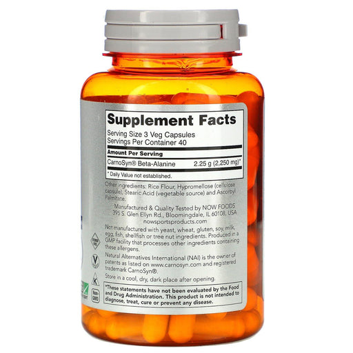 Now Foods, Sports, Beta-Alanine, Endurance, 750 mg, 120 Veg Capsules - HealthCentralUSA