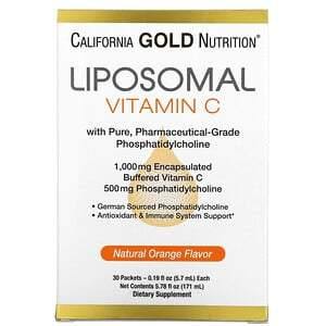 California Gold Nutrition, Liposomal Vitamin C, Natural Orange Flavor, 1000 mg, 30 Packets, 0.2 oz (5.7 ml) Each - HealthCentralUSA