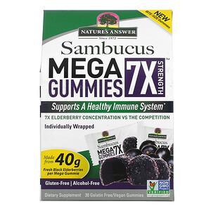Nature's Answer, Sambucus Mega Gummies 7X Strength, Black Elderberry, 30 Gelatin Free/Vegan Gummies - HealthCentralUSA