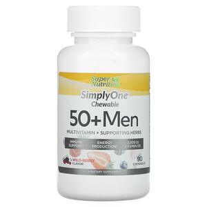 Super Nutrition, SimplyOne, 50+ Men Multivitamin + Supporting Herbs, Wild-Berry , 90 Chewables - HealthCentralUSA