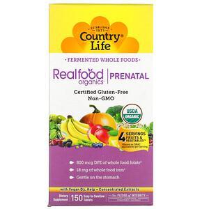 Country Life, Realfood Organics, Prenatal, 150 Easy-to-Swallow Tablets - HealthCentralUSA