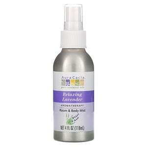 Aura Cacia, Aromatherapy Room & Body Mist, Relaxing Lavender, 4 fl oz (118 ml) - HealthCentralUSA