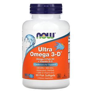 Now Foods, Ultra Omega 3-D, 90 Fish Softgels - HealthCentralUSA