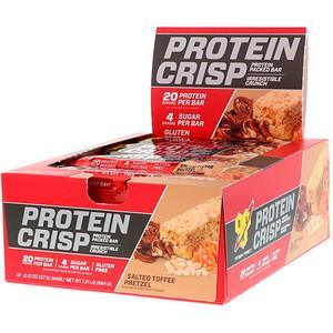 BSN, Protein Crisp, Packed Protein Bar, Salted Toffee Pretzel, 12 Bars, 2.01 oz (57 g) - HealthCentralUSA