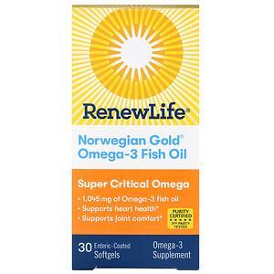 Renew Life, Norwegian Gold Omega-3 Fish Oil, 1,045 mg, 30 Enteric-Coated Softgels - HealthCentralUSA