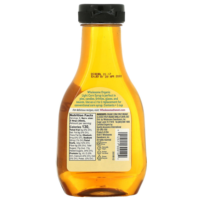Wholesome, Organic Light Corn Syrup, Vanilla, 11.2 oz (317 g)