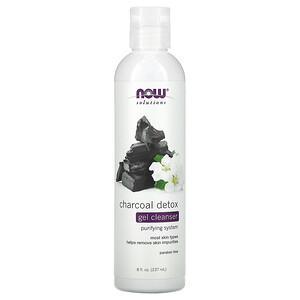 Now Foods, Solutions, Charcoal Detox Gel Cleanser, 8 fl oz (237 ml) - HealthCentralUSA