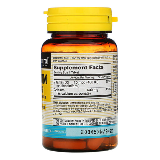 Mason Natural, Calcium Plus Vitamin D3, 600 mg, 60 Tablets - HealthCentralUSA