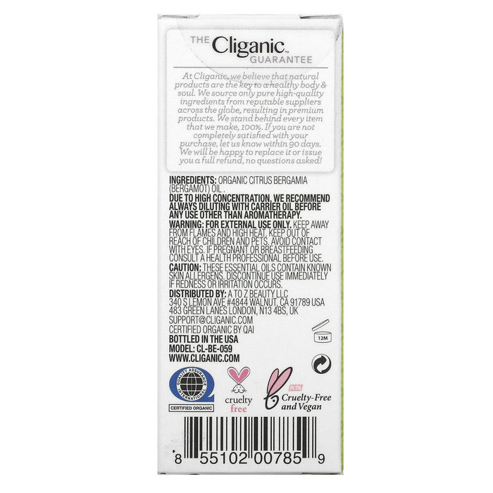 Cliganic, 100% Pure Essential Oil, Bergamot Oil, 0.3 fl oz (10 ml) - HealthCentralUSA
