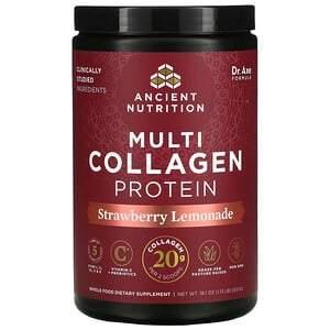 Dr. Axe / Ancient Nutrition, Multi Collagen Protein, Strawberry Lemonade, 1.13 lbs (513 g) - HealthCentralUSA