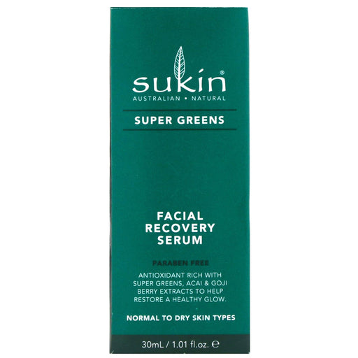Sukin, Super Greens, Facial Recovery Serum, 1.01 fl oz (30 ml) - HealthCentralUSA