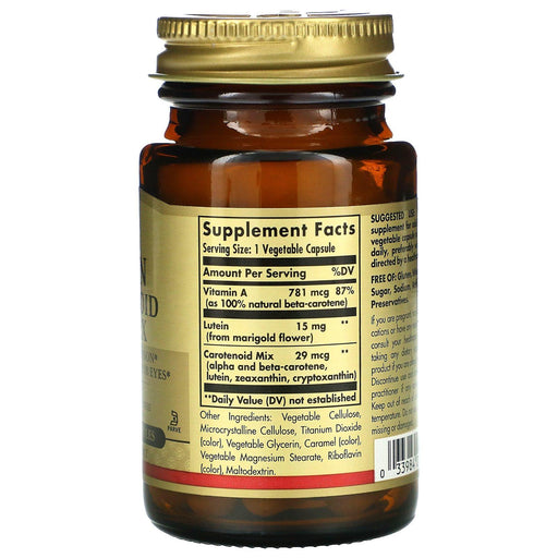 Solgar, Lutein Carotenoid Complex, 30 Vegetable Capsules - HealthCentralUSA