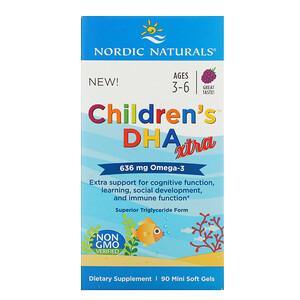 Nordic Naturals, Children's DHA Xtra, Ages 3-6, Berry, 636 mg, 90 Mini Soft Gels - HealthCentralUSA