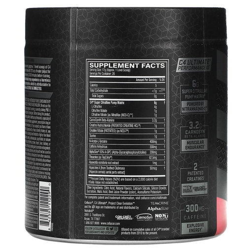 Cellucor, C4 Ultimate Pre-Workout Performance, Strawberry Watermelon, 11.99 oz (340 g) - HealthCentralUSA