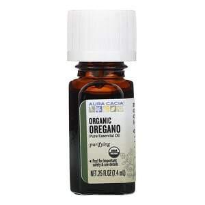 Aura Cacia, Pure Essential Oil, Organic Oregano, .25 fl oz (7.4 ml) - HealthCentralUSA
