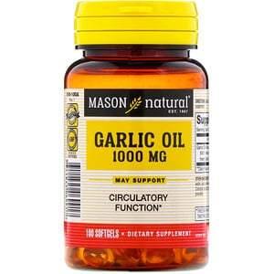Mason Natural, Garlic Oil, 1000 mg, 100 Softgels - HealthCentralUSA