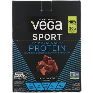Vega, Sport Protein, Chocolate, 12 Pack, 1.6 oz (44 g) Each - HealthCentralUSA
