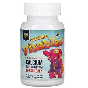 Vitables, Chewable Calcium Plus Magnesium for Children, Birthday Cake Flavor, 90 Vegetarian Tablets - HealthCentralUSA