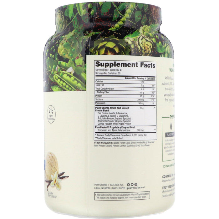 PlantFusion, Complete Protein, Creamy Vanilla Bean, 2 lb (900 g) - HealthCentralUSA