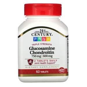 21st Century, Glucosamine / Chondroitin, Triple Strength, 750 mg / 600 mg, 60 Tablets - HealthCentralUSA