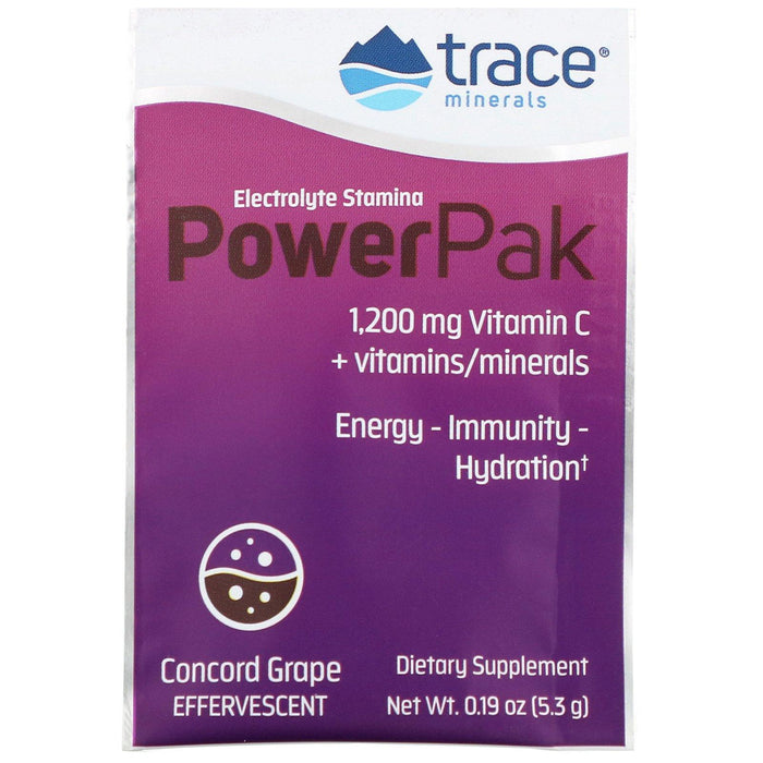 Trace Minerals Research, Electrolyte Stamina PowerPak, Concord Grape, 30 Packets. 0.19 oz (5.3 g) Each - HealthCentralUSA