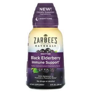 Zarbee's, NightTime Black Elderberry Immune Support, 8 fl oz (236 ml) - HealthCentralUSA