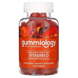 Gummiology, Adult Gummies, Vitamin D3 Gummies, No Gelatin, Peach & Sour Cherry Flavors, 100 Vegetarian Gummies - HealthCentralUSA