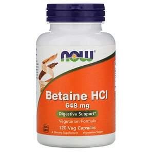 Now Foods, Betaine HCL, 648 mg, 120 Veg Capsules - HealthCentralUSA