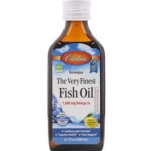 Carlson Labs, Norwegian, The Very Finest Fish Oil, Natural Lemon Flavor, 1,600 mg, 6.7 fl oz (200 ml) - HealthCentralUSA